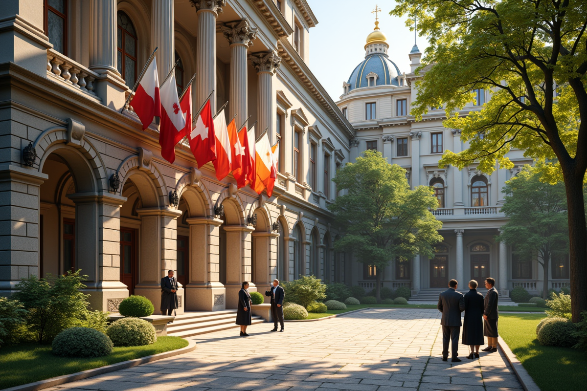 Façade d un bâtiment gouvernemental européen 19e siècle