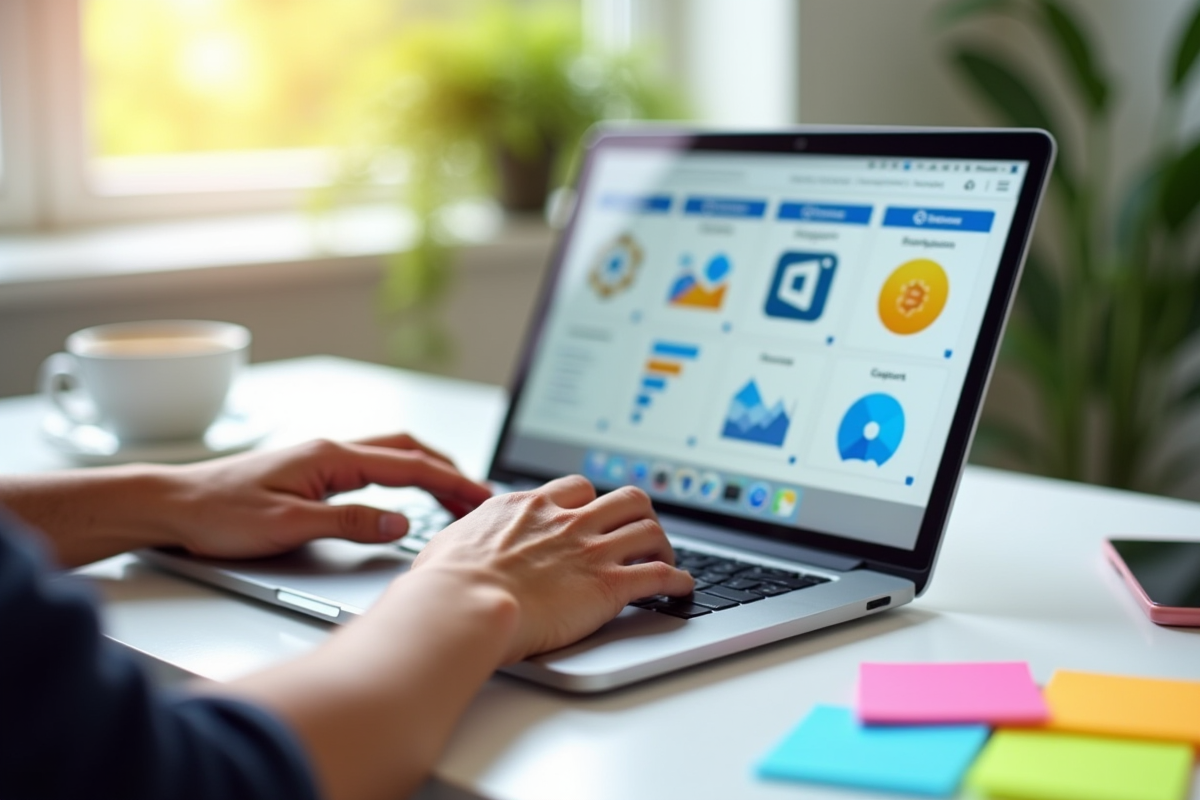 Mains utilisant un ordinateur portable avec graphique comparatif ecommerce