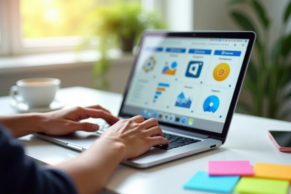 Mains utilisant un ordinateur portable avec graphique comparatif ecommerce