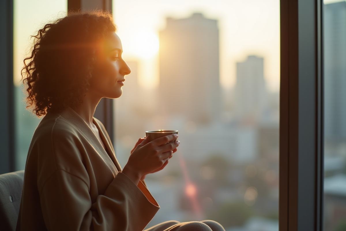 Employe prenant une pause thé près d