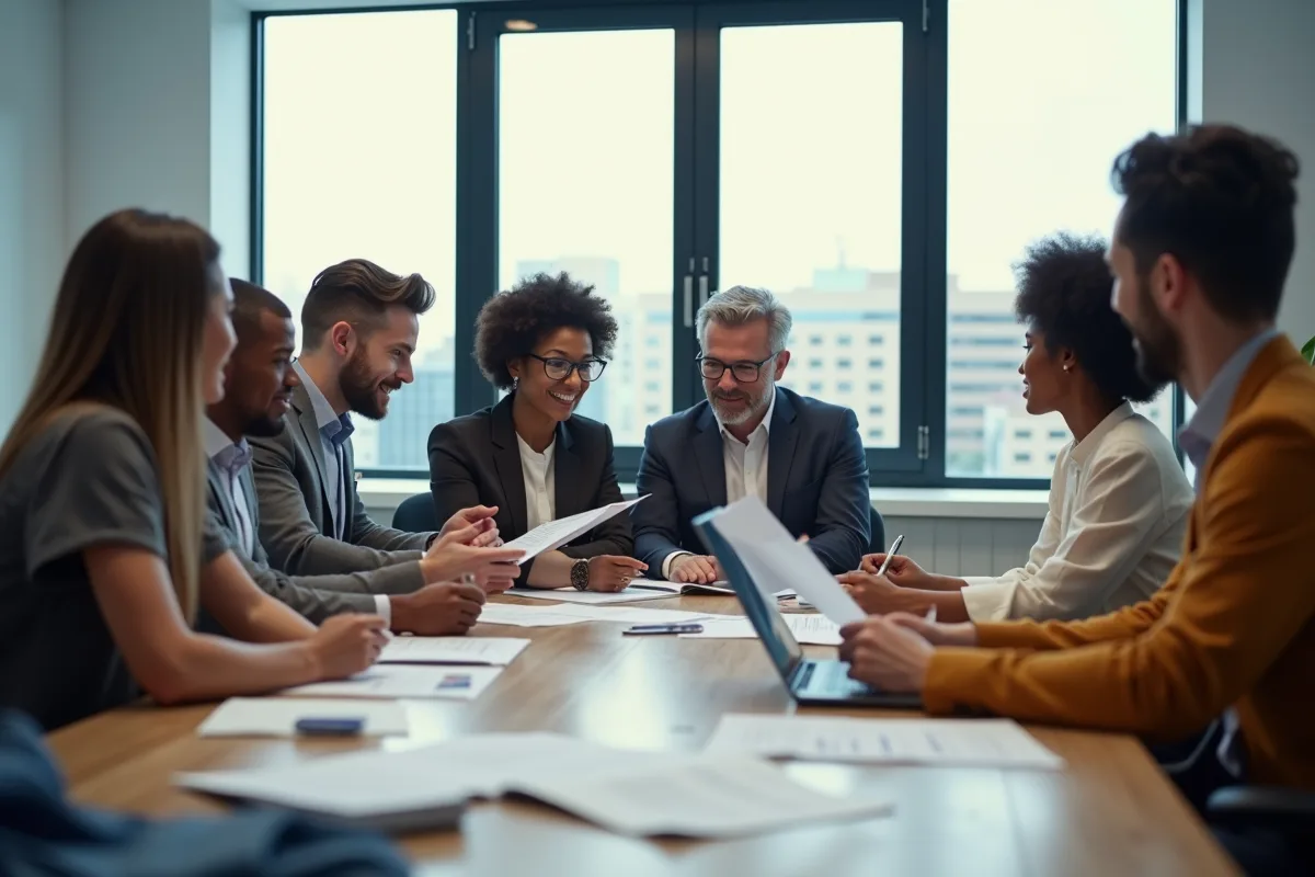 Groupe de personnes diverses en réunion de travail