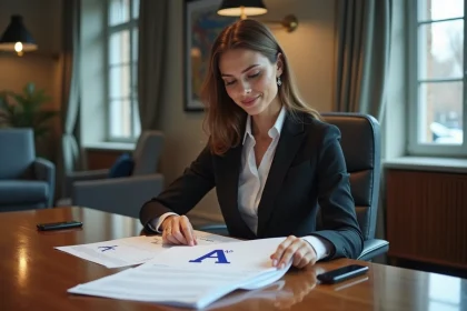 Femme d affaires &eacute;l&eacute;gante dans un bureau moderne