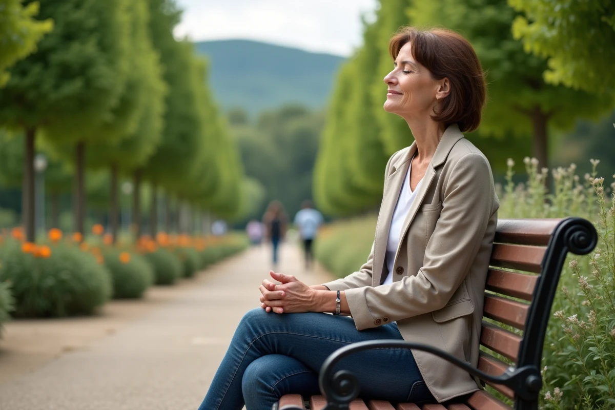 Femme se relaxant dans un parc de Clermont Ferrand