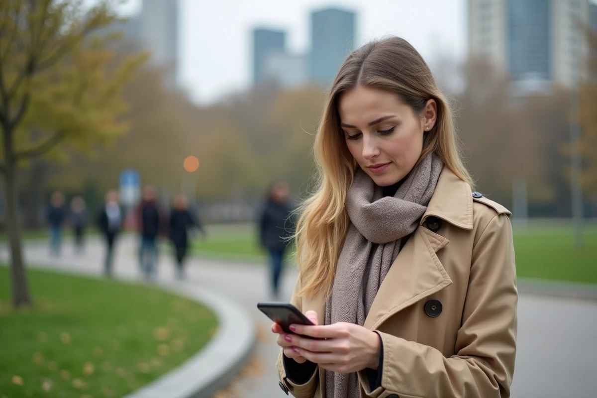 Jeune femme vérifiant ses investissements en ville