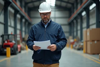 Gestionnaire d'entreprise dans un entrepôt industriel