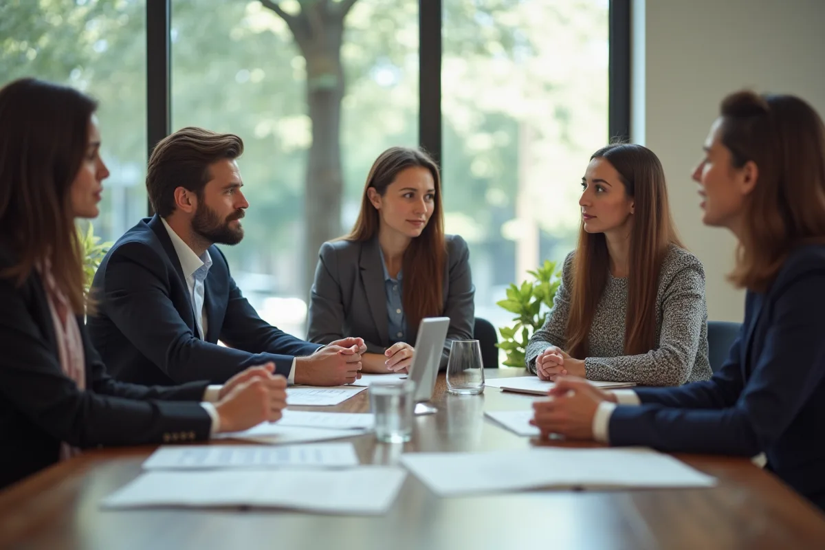 Groupe de professionnels collaborant dans un bureau moderne