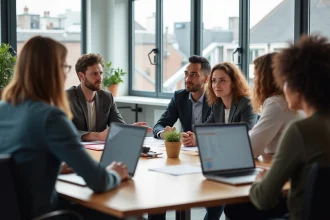 Groupe d'employes en atelier de formation a Clermont