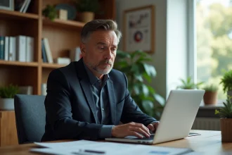 Homme d'affaires analysant des graphiques boursiers à domicile