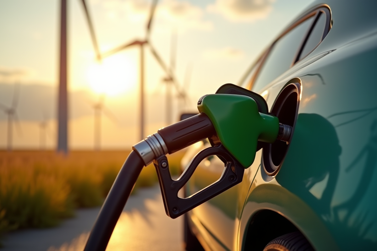 Pompe à carburant dans station d énergie durable avec turbines